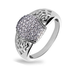 Каблучка із срібла з білими камнями